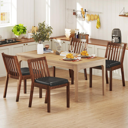 Dreamade PU Leather Upholstered Kitchen Chairs w/Rubber Wood Frame Padded Seat