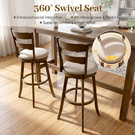 Dreamade 30.5" Swivel Bar Stools Set of 2/4 with Fabric Upholstered Seat, High Back