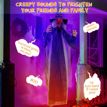 DREAMADE 6 FT Halloween Animatronic Hanging Sound Activated Witch