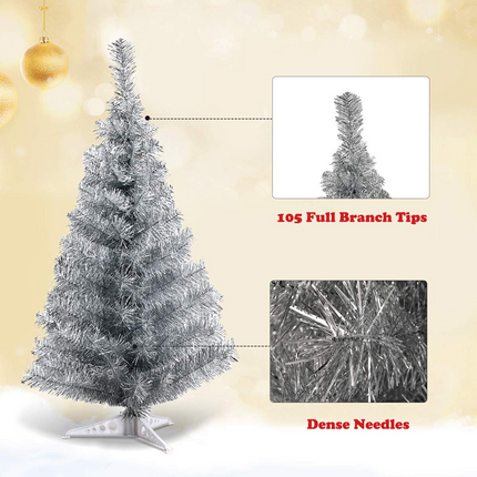 Dreamade 3ft Silver Pencil Christmas Tree, Artificial Slim Tree - DreamadeUS