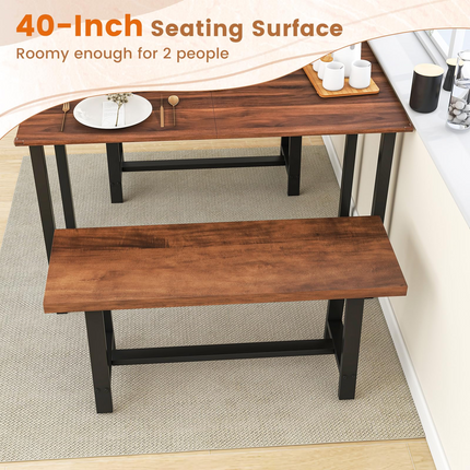 Dreamade 40” Wood Dining Bench, 2 Person Entryway Shoe Bench with Metal Frame, Rectangular End of Bed Bench