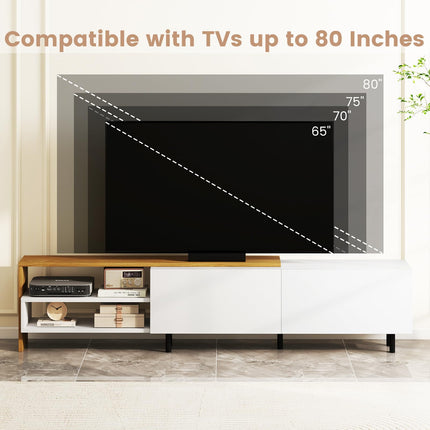 Dreamade Modern TV Stand for 80 Inches TVs with Storage Shelves and Cabinets
