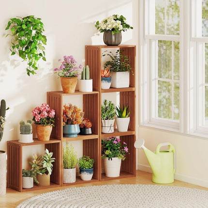 Dreamade 3/6 Cube Bookcase Solid Wood Stacking Storage Organizers w/Open Slatted Design