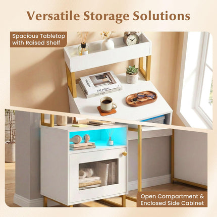 Dreamade Night Stand with LED Lights | Tall Sofa Side Couch End Table w/Top Tray (1/2)