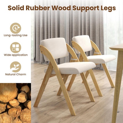 Dreamade Set of 2 Folding Kitchen Dining Chairs with Rubber Wood Legs