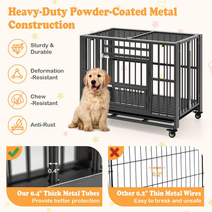 Dreamade Foldable Metal Dog Crate - Heavy Duty Dog Cage