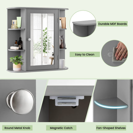 Dreamade Mirrored Bathroom Medicine Cabinet - Wall Mounted Bathroom Hanging Cabinet with Single Door