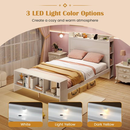 Dreamade Full/Twin Size Bed Frame with Storage Headboard & Footboard