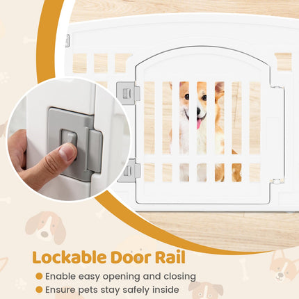 Dreamade 6/12 Panel Dog Playpen 24'' Tall Plastic Pet Fence with Lockable Door