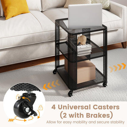 Dreamade 3-Tier End Table | Rolling Side Table w/Open Storage Shelves (1/2)