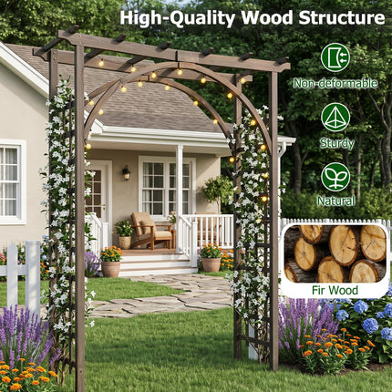 Dreamade 85" Wood Garden Arch Trellis with Flat Top for Climbing Plants