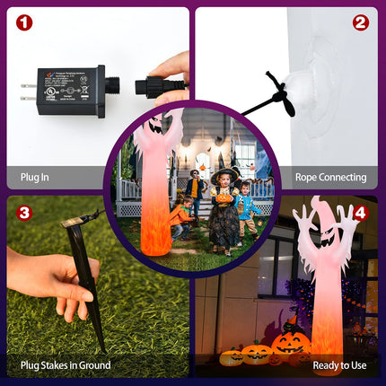 DREAMADE 12 Ft Halloween Inflatable Ghost Lighted Flame Yard Decoration