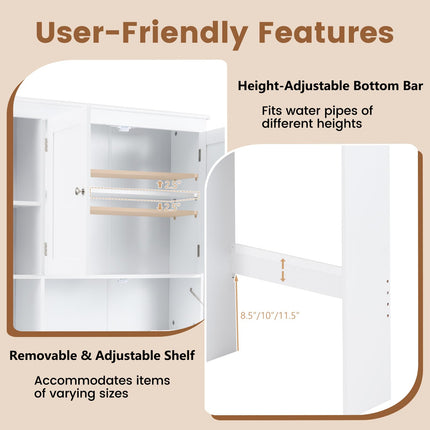 Dreamade White Over The Toilet Storage Cabinet Freestanding Bathroom Organizer