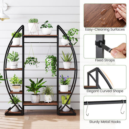 Dreamade Plant Stand Indoor with Grow Lights 10-Tier 63" Tall Metal Plant Shelf