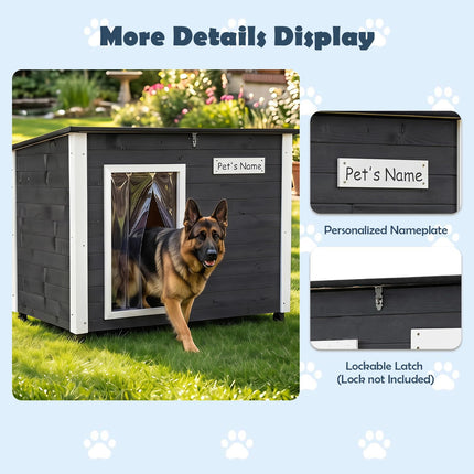 Dreamade Wooden Dog House with Openable Asphalt Roof