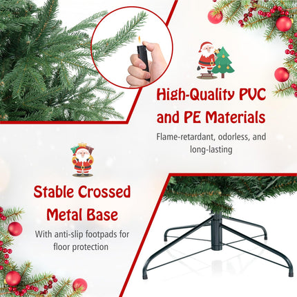 Dreamade 8ft Pre-lit Artificial Christmas Tree with 450 Warm White LED Lights, 1480 Branch Tips