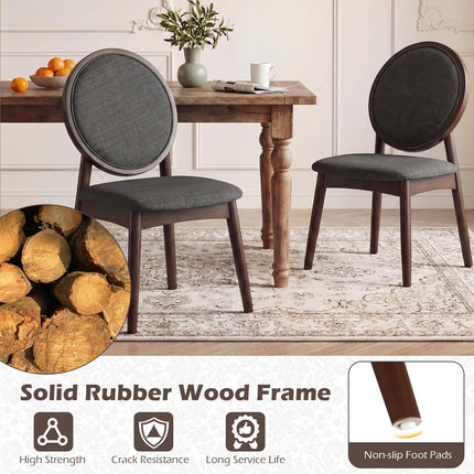 Dreamade Set of 2/4 Upholstered Linen Fabric Kitchen Side Chairs with Padded Seat