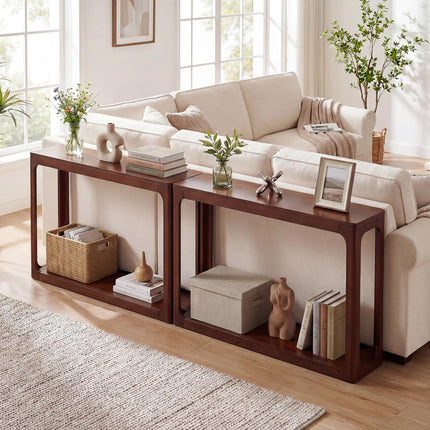 Dreamade 47" Wood Console Table 2-Tier Mid Century Modern Entryway Table