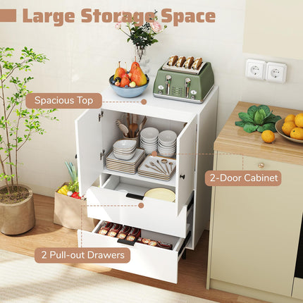 Dreamade 2-Door Narrow Storage Sideboard Buffet Cabinet with Drawers