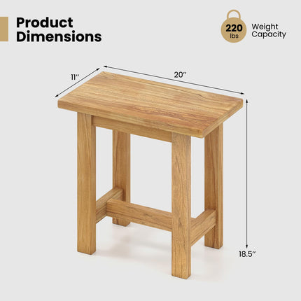 Dreamade Teak Shower Bench Stool with Waterproof Spa Bath Seat for Seniors 20''L x 11''W x 18.5''H