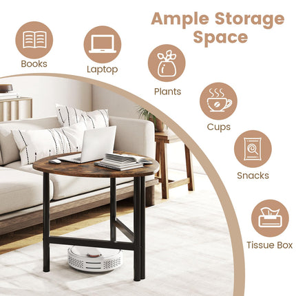 Dreamade Triangle End Table Wood Side Table with Metal Legs
