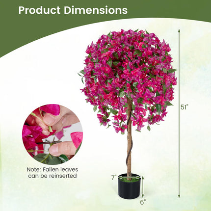 Dreamade 2 Pack Artificial Azalea Trees with Vivid Blooming Flowers for Indoor Outdoor Decor