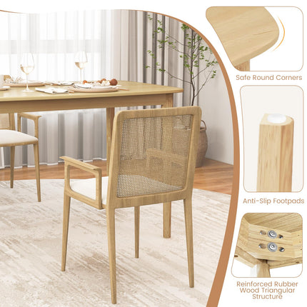 Dreamade 48" L Rectangular Wooden Dining Table, Solid Rubber Wood Kitchen Table (Natural)