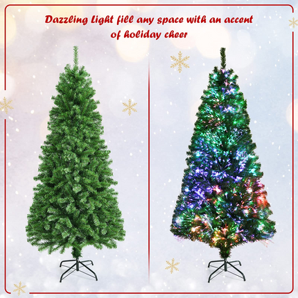 Dreamade Fiber Optic Artificial Christmas Tree, Pre-lit Premium Spruce Tree with Solid Metal Stand - DreamadeUS