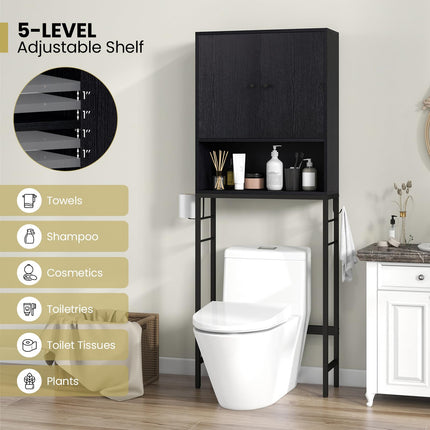 Dreamade Over The Toilet Storage Cabinet - Toilet Shelf Rack with Anti-Tip Device