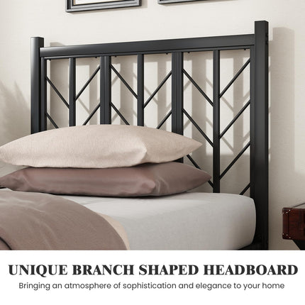 Dreamade Queen/Full/Twin Size Bed Frames with Vintage Headboard, Metal Mattress Foundation for Storage
