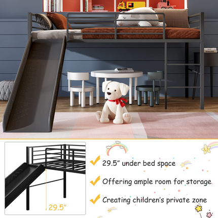 Dreamade Twin Loft Bed with Slide