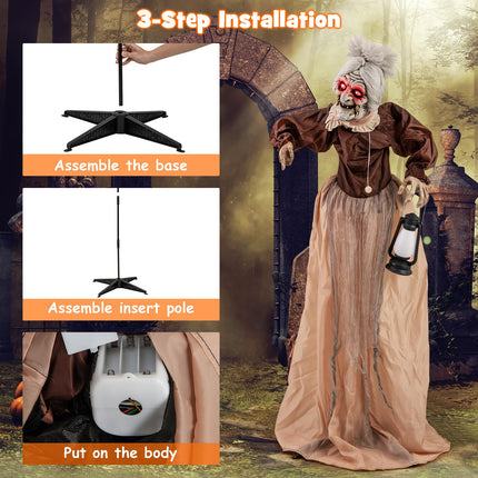 Dreamade Halloween Animatronic, Talking Zombie Maid in Lantern