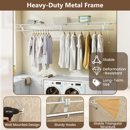 Dreamade 6 ft Wall Mounted Closet Shelf with Hanging Rod