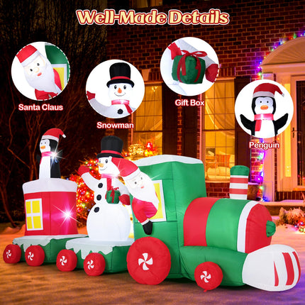 Dreamade 11.5 Ft Christmas Inflatable Train with Santa Snowman Penguin