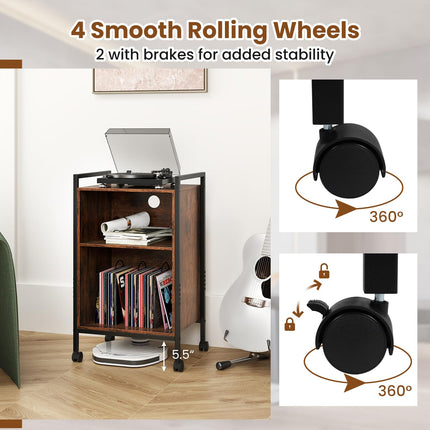 Dreamade Record Player Stand with Charging Station