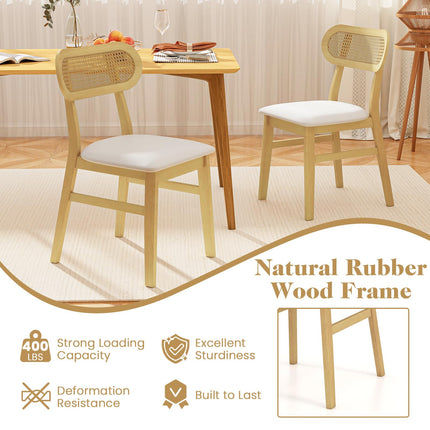 Dreamade Faux Leather Upholstered Kitchen Chairs w/Breathable Mesh Cane Backrest