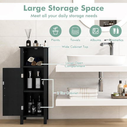 Dreamade Narrow Bathroom Storage Cabinet - Corner Unit with Open Compartment, Adjustable Shelf