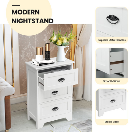 Dreamade Nightstand with 3 Drawers, Bedside Table