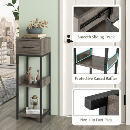 Dreamade 3 Tier Tall Plant Stand Indoor, 36 Inch Corner Plant Holder with Drawer & Metal Frame