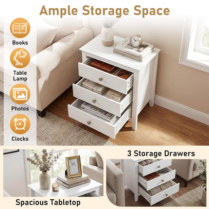 Dreamade 3-Drawer Night Stand Set 1/2 22’’ Compact Sofa End Couch Side Table