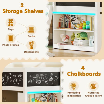 Dreamade Low Loft Bed with Storage 2 Bookcases and Play Space