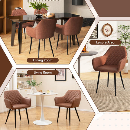 Dreamade Mid Century Modern Dining Chairs Set of 2/4, Upholstered Accent Chairs w/Curved Backrest, Wide Seat & Armrests