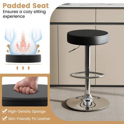 Dreamade Adjustable Height PU Leather Bar Chair with Swivel Padded Seat