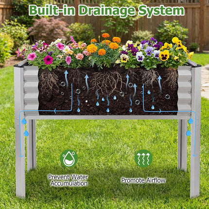 Dreamade Galvanized Raised Garden Bed with Legs Set 1/2 46"x24"x31" Metal Elevated Planter Box