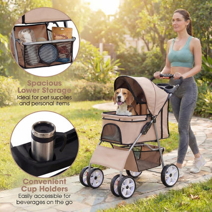 Dreamade Foldable Pet Stroller for Small Dogs & Cats
