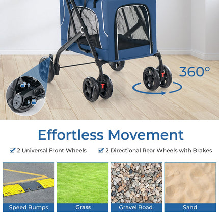 Dreamade Double Dog Stroller - Pet Stroller for 2 Dogs