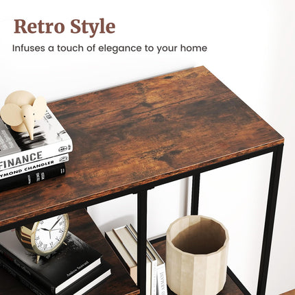 Dreamade 40 Inch Console Sofa Table with Open Storage Shelves and Removable Drawer