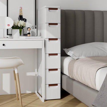 Dreamade Storage Cart, Narrow Plastic Dresser, Rolling Organizer Cart for Office Classroom Bedroom