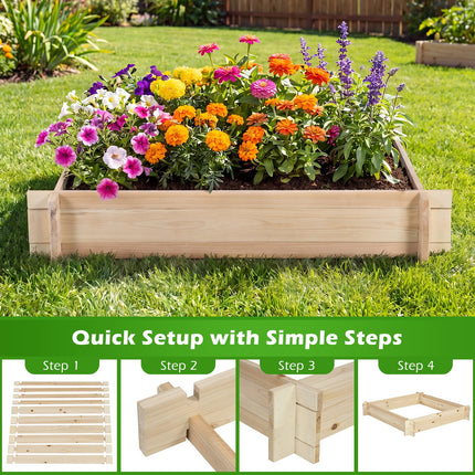 Dreamade 40" x 40" Square Fir Wood Planter Box with Open-Ended Base for Vegetables Flowers Herbs
