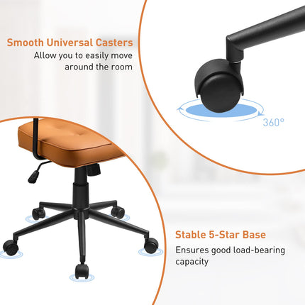 Dreamade Home Office Chair, Height Adjustable PU Leather Desk Chair w/Rocking Backrest, Orange